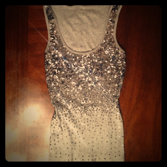 Sequined grey tank top