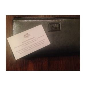 Authentic Metallic Gun Metal Coach Wallet