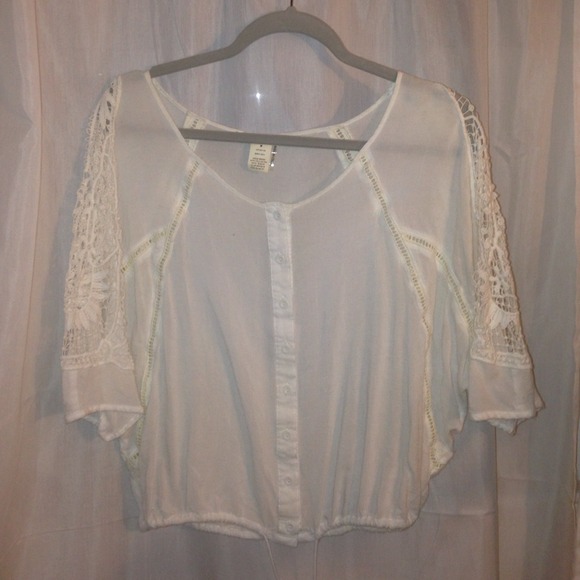 Boho chic white lace shirt