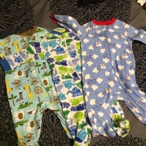 3 faded glory sleepers for baby boy