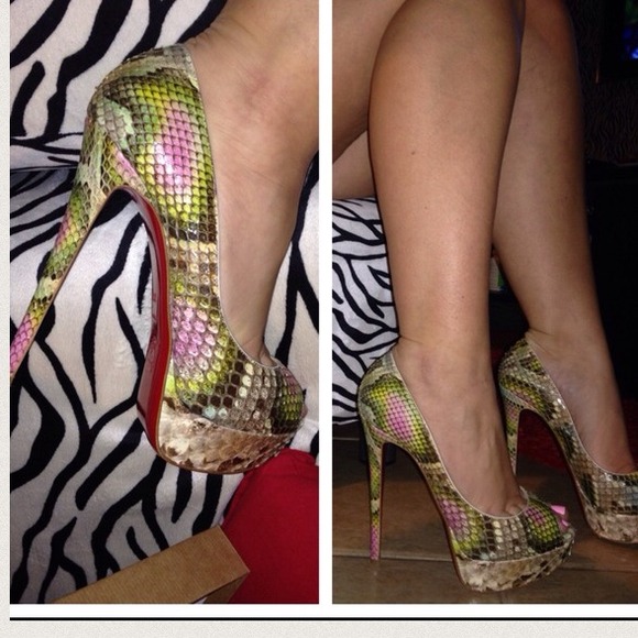 Christian Louboutin Shoes - Christian Louboutin Lady Peep 150mm PYTHON aquarel