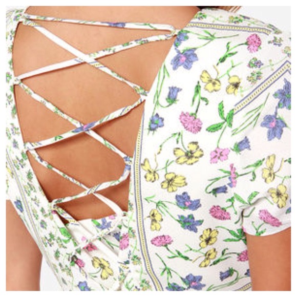 Ivory Floral Print Dress - Picture 3 of 3