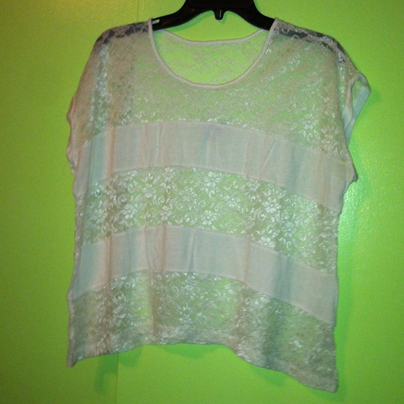 White Lace Striped Top