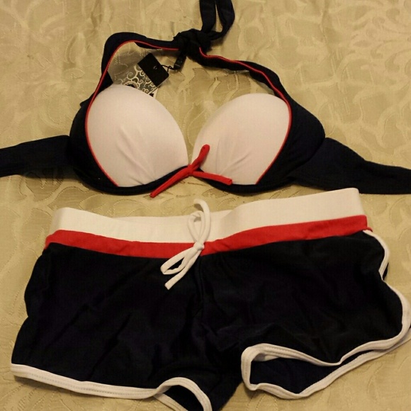 NWT Red White and Blue 3 piece bikini - Picture 3 of 4