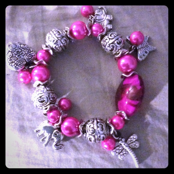 Pink and silver bracelet