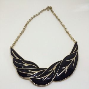 Black enamel collar necklace