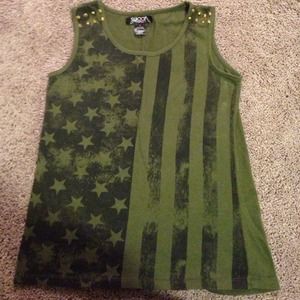 American flag army green top