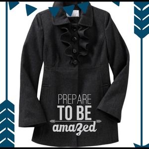 Wool Ruffled Pea Coat