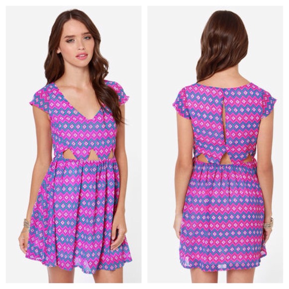 Purple Print Dress - Picture 2 of 3