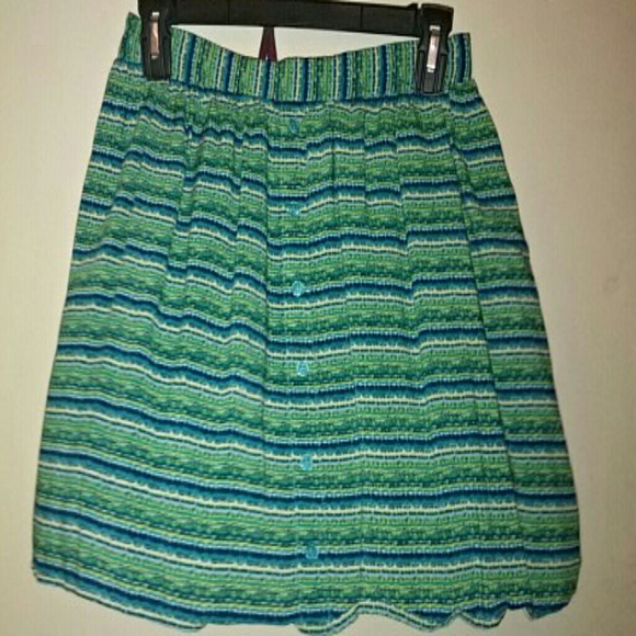 Green striped skirt
