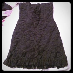 Black Lace Strapless Dress