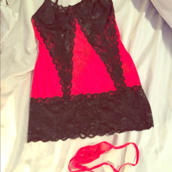 Red and black lace lingerie