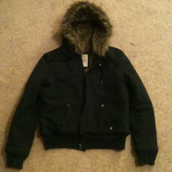 Black faux fur lined jacket