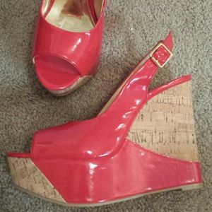 red luichiny wedge