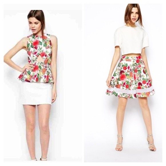 "Bundle" ASOS Floral Peplum Top & Skirt