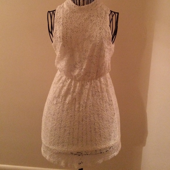 White lace open back dress!