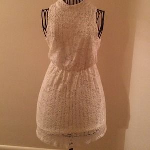 White lace open back dress!