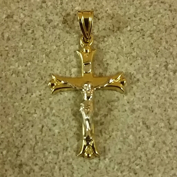 18k Gold 1 inch  Cross - Picture 1 of 1