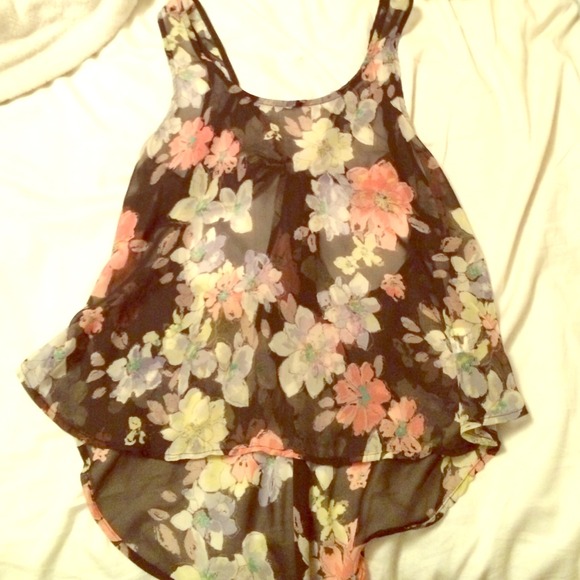 Sheer Printed Hi-Lo Tank