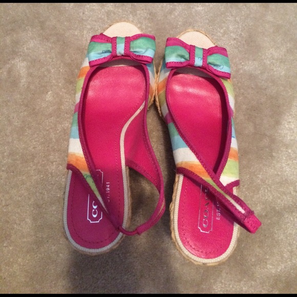 Coach "Grace" multi stripe wedges