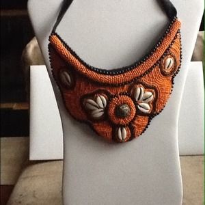Beaded bib necklace