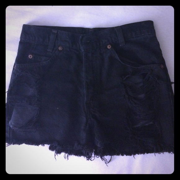 Brandy black high waisted ripped shorts