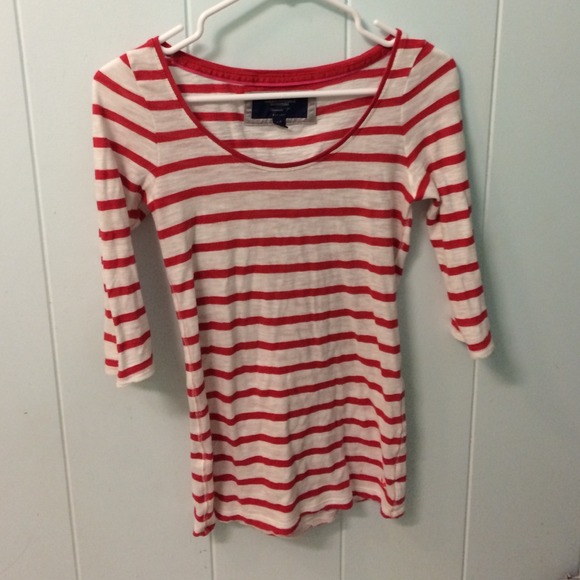 red striped 3/4 sleeve