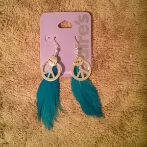 Claires feather peace earrings