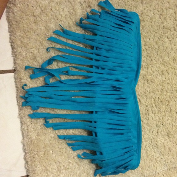 Blue fringe bikini