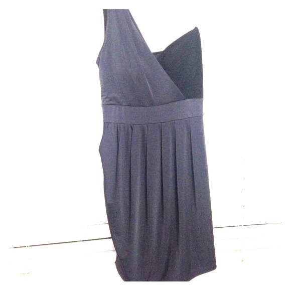 One shoulder gray and black party dress