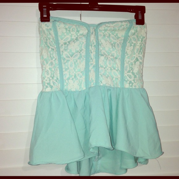 Mint Lace Peplum Top