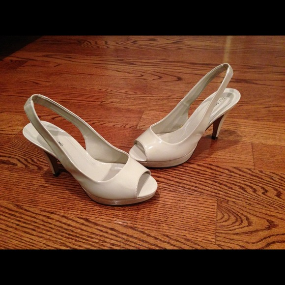 Nude sling back open toe high heel