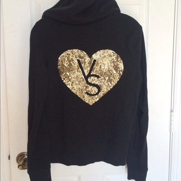 Black VS heart bling zip up