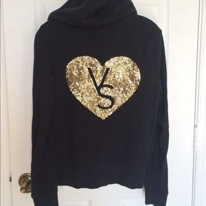 Black VS heart bling zip up