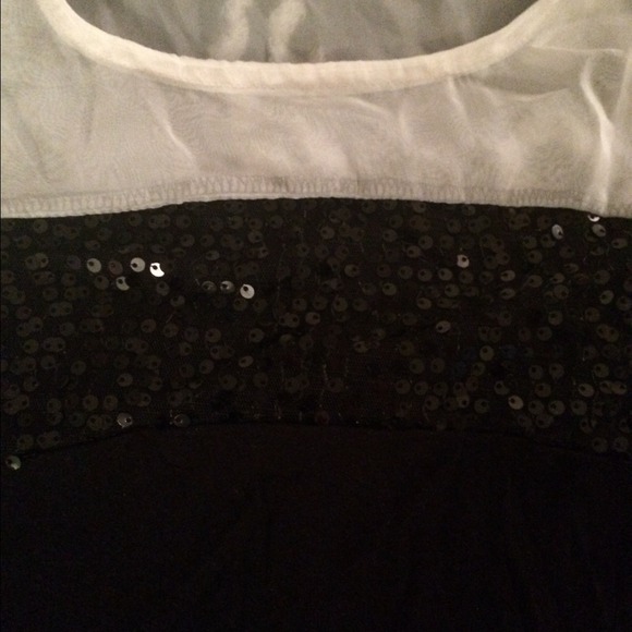 Sequined, Sheer Shoulder Top - Picture 2 of 3