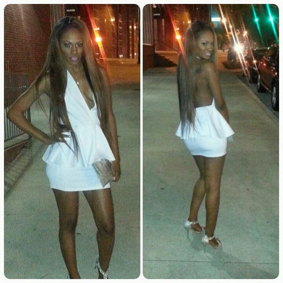 All white low cut dress