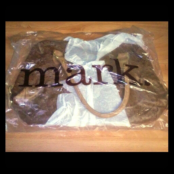 Ostrich like leather Cognac Brown bag