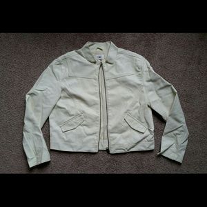 Cream Faux leather zip jacket Large