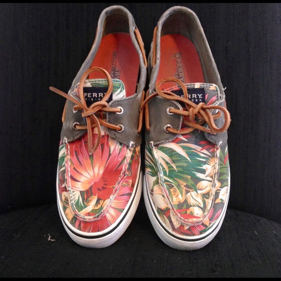 Sperry Topsiders, Hawaiian/Jungle Print Size 8
