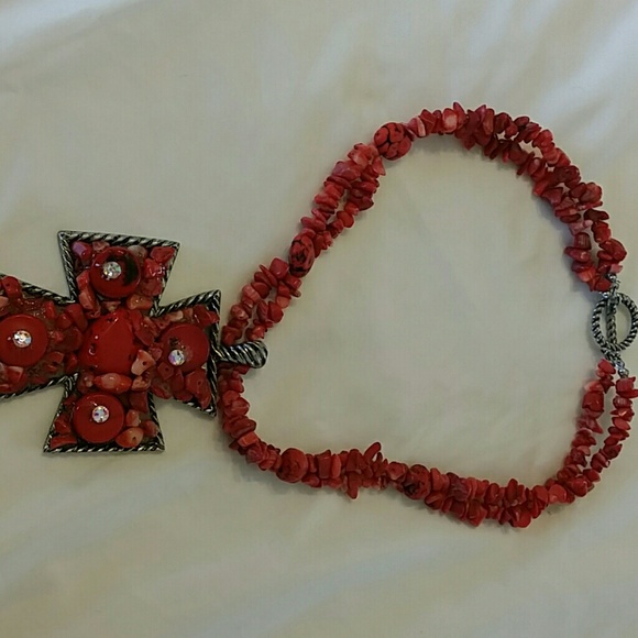 Red cross necklace