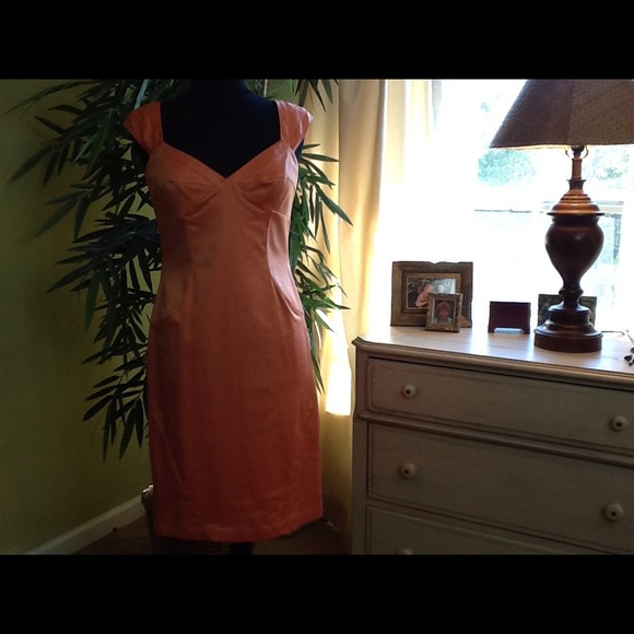 Adrianna Papell size 8 orange fitted evening dress