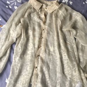 Leopard print sheer blouse