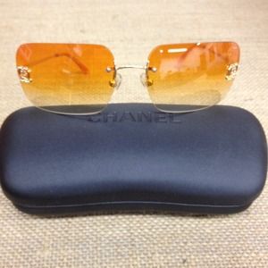 Authentic Chanel Orange/Gold Sunglasses