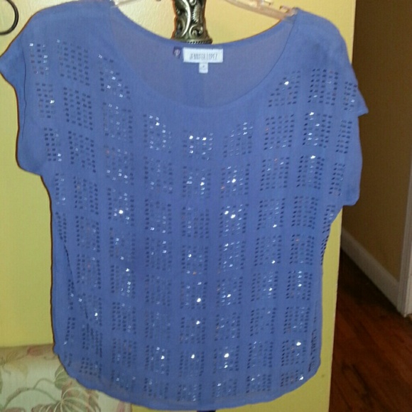 Periwinkle/plum embellished top