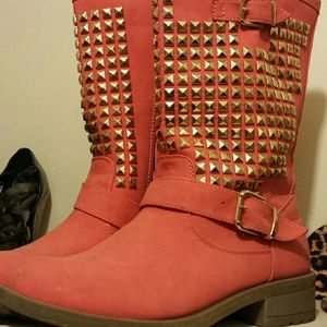 [SOLD] Pink Gold Studded Boots
