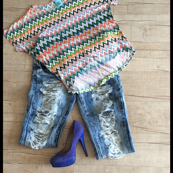 🚫SOLD💗 multicolor zig zag hi low top 💗 - Picture 2 of 4