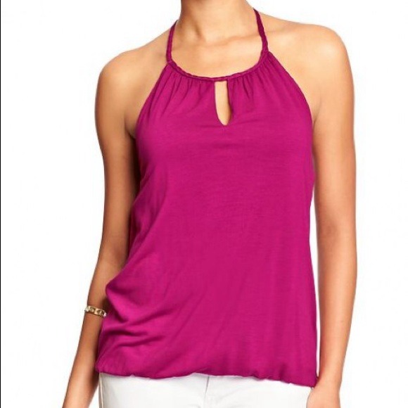 Fuchsia color halter with peep hole opening NEW