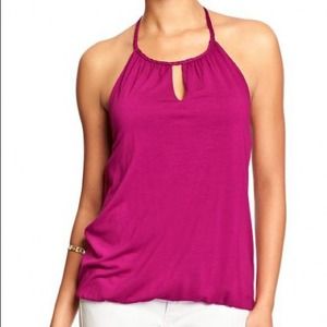 Fuchsia color halter with peep hole opening NEW