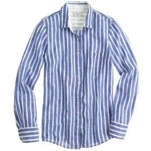 J.crew linen boy shirt in blue white stripe