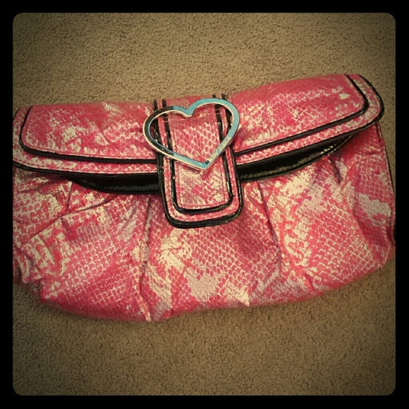 Betsey Johnson pink snakeskin bag